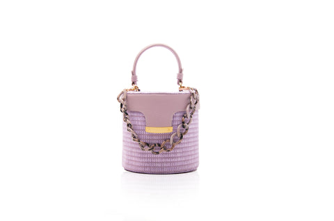 Light Purple Raffia Elena Vanity Bag